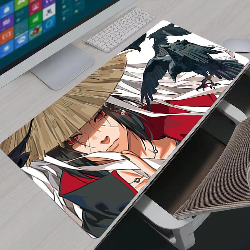 Mouse Pad Anime Gamer Larger XXL N-Naruto Uchiha Itachi Sasuke Computer Keyboard Desk Mat Pc Gaming Accessories Black Mousepad