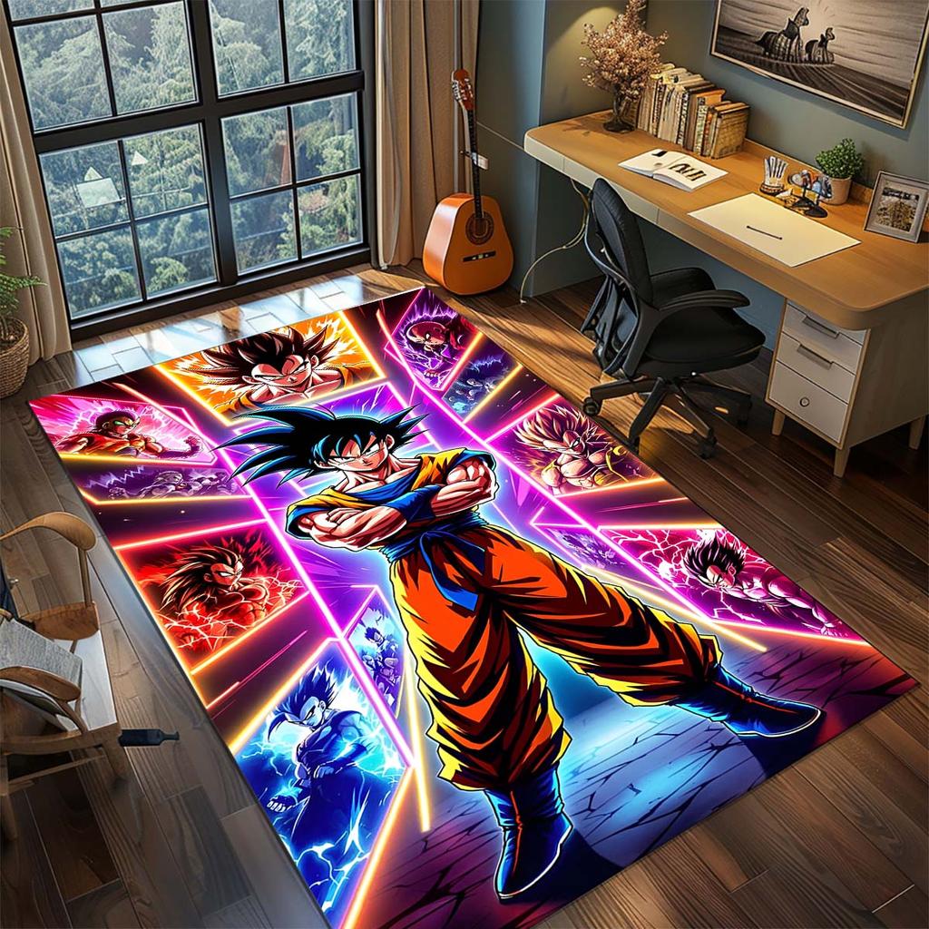 Dragon Ball Goku Anime Rug Carpet Large Area Rug Non Slip Washable Floor Mat Gamer Room Bedroom Home Decor
