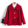 Women's Petite 100% Wool Double-Faced Short Coat with Lapel and Toggle Button - Slim Fit for Autumn/Winter