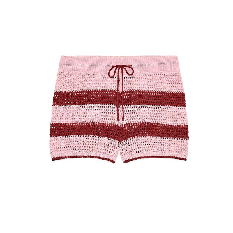 Stripes Polo Shirt Short Sleeve Knitting Outwear 3920284 High Waist Temperament Leisure Knitting Shorts 3920285