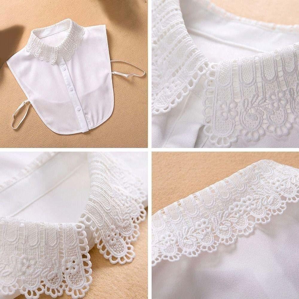 Elegant Lace Fake Collar White Blouse Shoulders Fake Collar Shawl Detachable Front Tie Girls