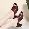High-heeled Slippers Women's Summer Fashion Versatile 2025 New Thick Heel Soft Leather Soft Bottom Non-slip Thick Bottom Fish Mouth Cool Slippers Wome