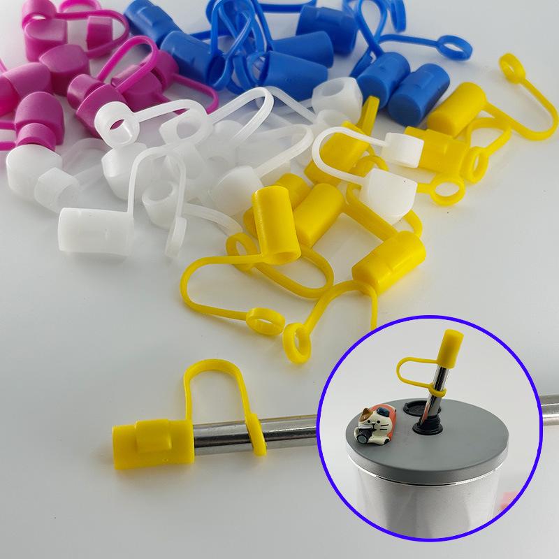 Dustproof Reusable Food-Grade Silicone Straw Caps (8mm & 10mm) 10mm розовый