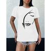 Women's Clothing Figure Print Crew Neck T-shirt, Casual Short Sleeve Summer Daily Top