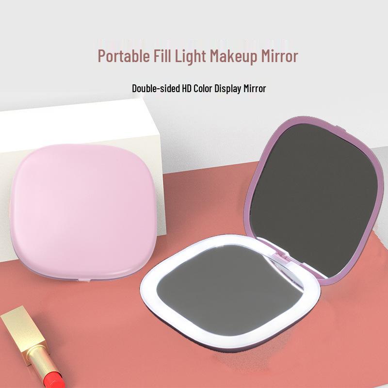 LED Light Portable Folding Mirror, Magnifying Handheld Compact, Internet-Famous Model