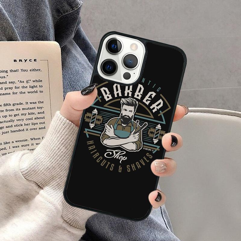 Barber Pole Scissor Comb Razor Phone Case for iPhone 17 Air 16 16e 15 Plus for Apple 13 11 12 14 Pro Max Cover coque