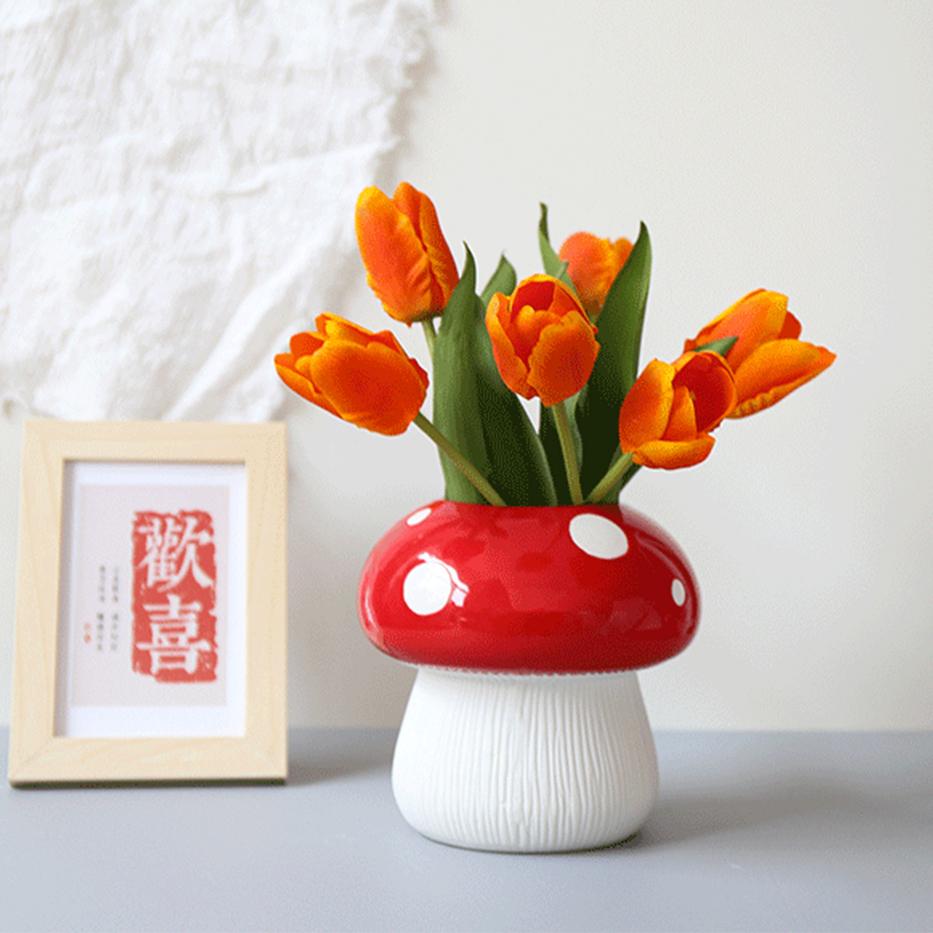 Kreative Pilz Vase Keramik Hydrokultur Vase Blume Anordnung Wohnkultur Desktop Ornamente Blumentopf