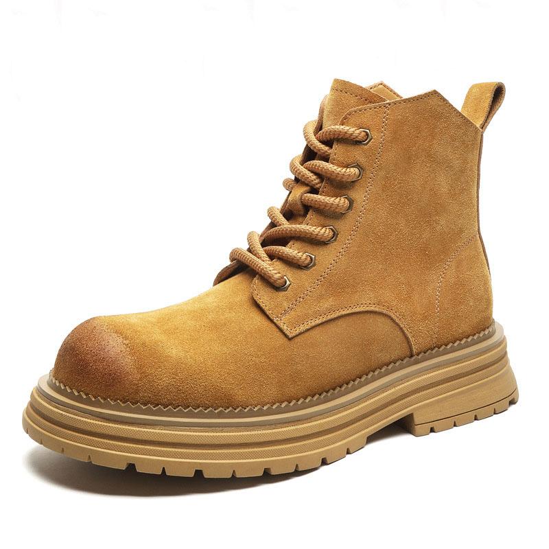 

large size men s casual cow suede leather boots lace-up platform shoes outdoors desert boot handsome cowboy ankle botas hombre 280 помаранчевий
