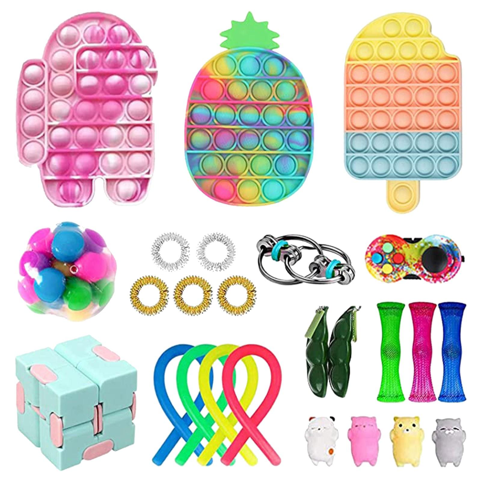 

Набор сенсорных игрушек для снятия стресса, сенсорные игрушки с нажимным пузырем для детей и взрослых One size