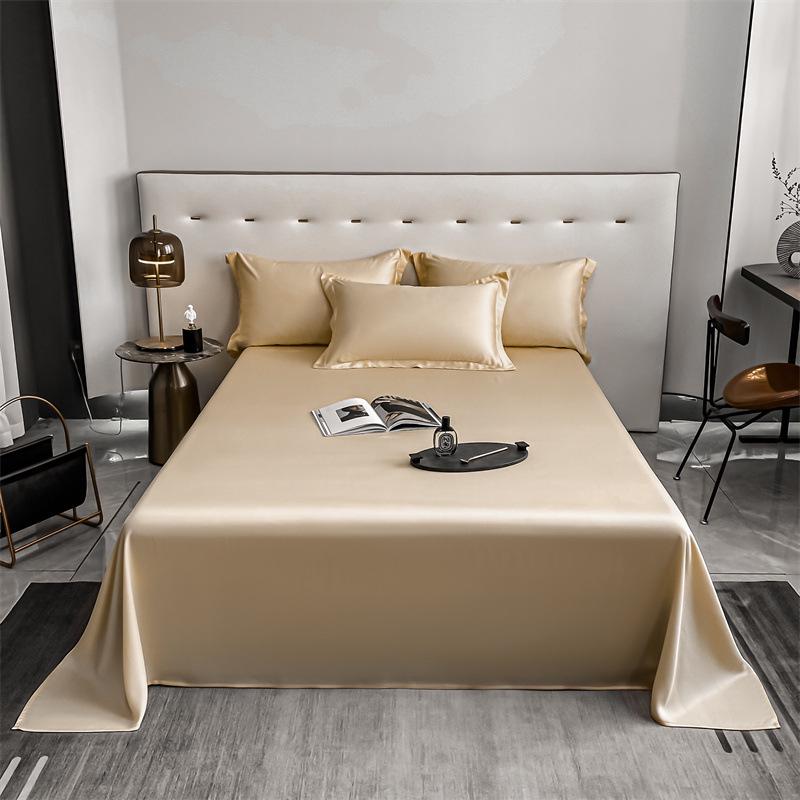 Popular 100% Cotton Sateen Bed Sheet Set - Solid Color, Long Staple Cotton, Single/Double Sizes, Three-Piece Collection