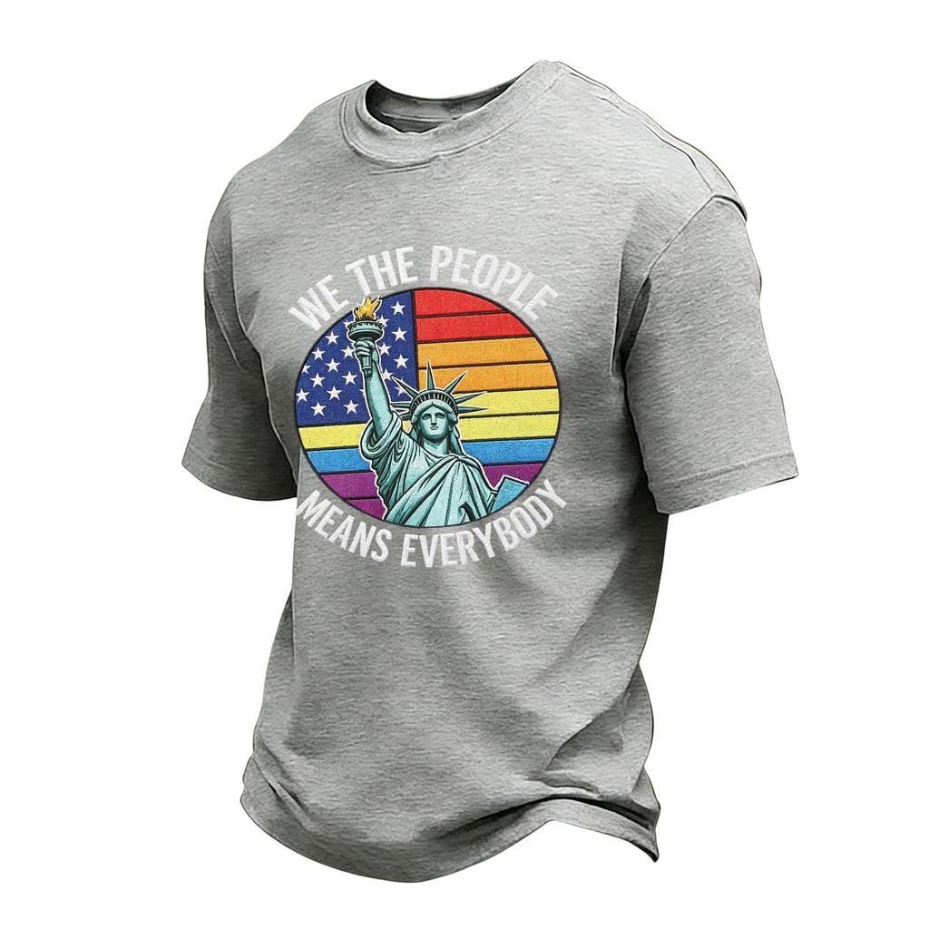 Men's Casual Short Sleeve Crew Neck T-Shirt Independence Day Graphic Print We The People Means Everybody Cotton Blend Top