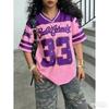 Women's Girls Casual Personality Number & Letter Printing Soccer Pattern Color Block Short Sleeve V-Neck Children T-shirt Tops