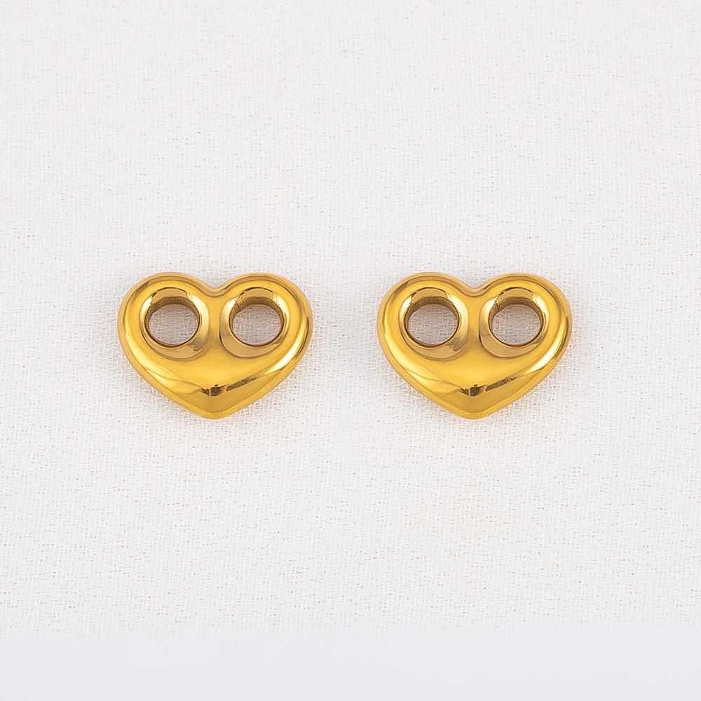 5pcs Stainless Steel Double Hole Love Heart Charms Gold Plated Hearts Pendant for DIY Jewelry Findings Necklace Earring Supplies