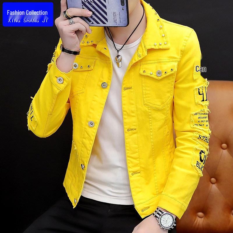 Men's Autumn 2026 Korean-Style Denim Jacket - Trendy, Handsome, Social Young Men's Fashion Z