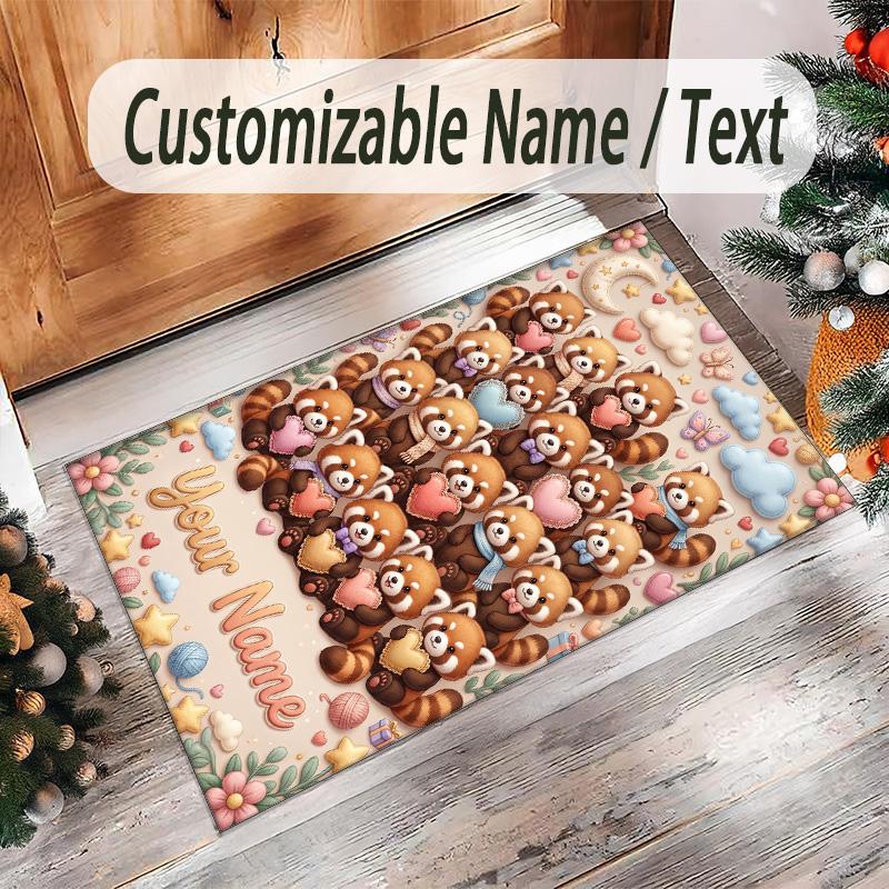 Valentine Love Theme Crystal Velvet Rug Personalized Custom Name Text Soft Floor Mat Home Decor