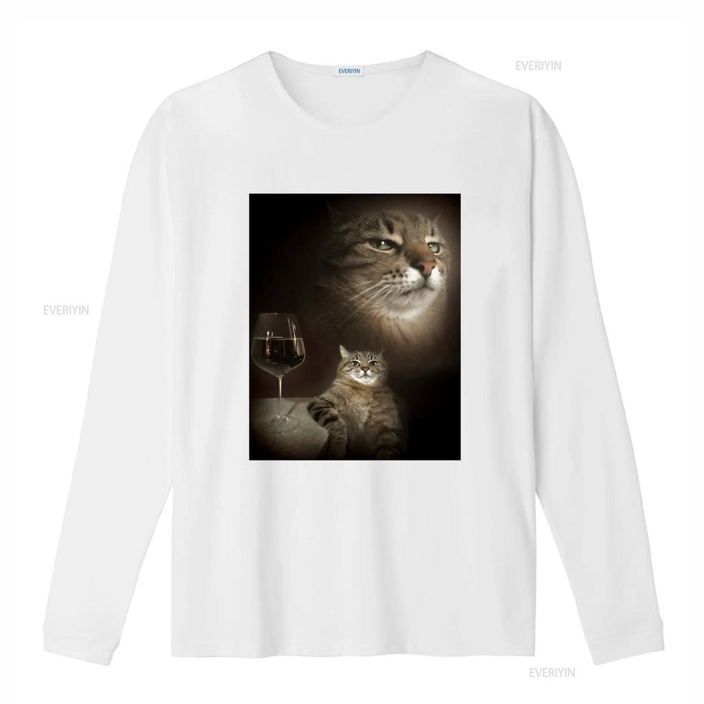 Funny Cat and Wine Art Print T Shirt for Lovers vintage Washed Comfortable streetwear fashion Soft Stretched Casual