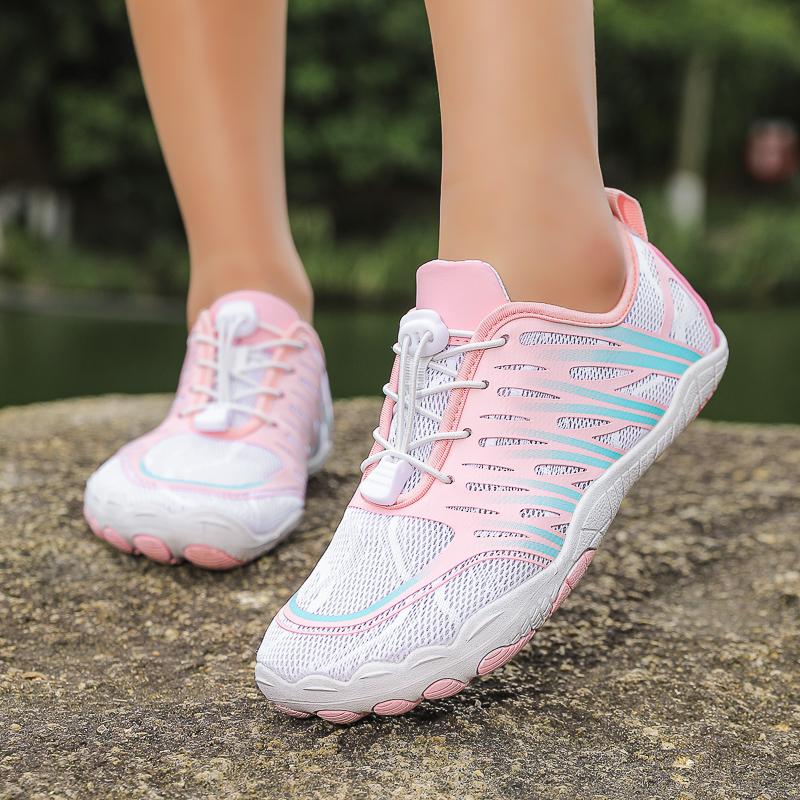 Big Size 47 Men's Water Shoes Fashion Pink Women's Gym Shoes Summer Mesh Five Fingers Aqua Shoes Unisex Beach Barefoot Sneakers