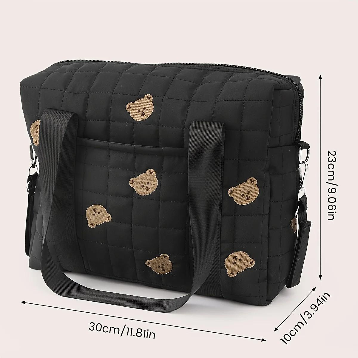 

Black Bear Head Stroller Organizer Bag - Large Capacity Durable Polyester Storage Multiple Compartments Ideal for On-the-Go Moms