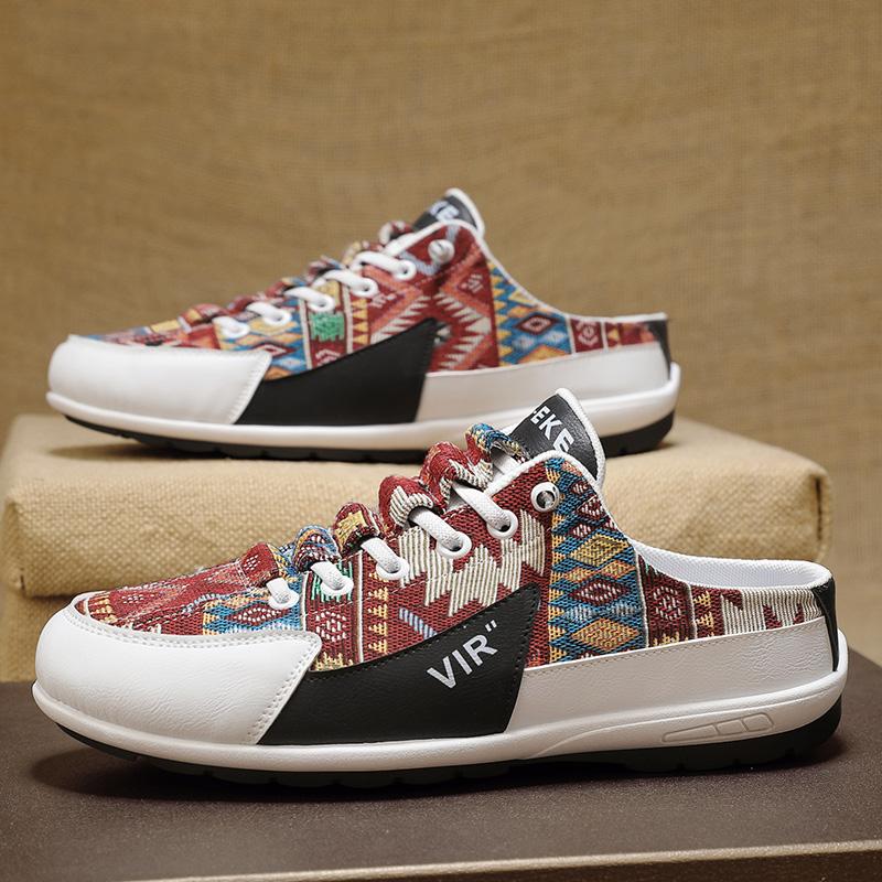 Summer Men Half Slippers Breathable Mens Casual Shoes Lightweight Slip On Man Loafers Fashion Walking Sneakers Lazy Canvas Shoes