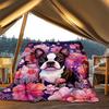 1pc Floral Boston TerrierOutdoor Blanket, Soft And Comfortable Blanket, Casual Warm Outdoor Blanket, Good Birthday Gift yy260328065