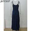 BITCED Women's Elegant Lace-Up A-Line Solid-Colour Midi Dress