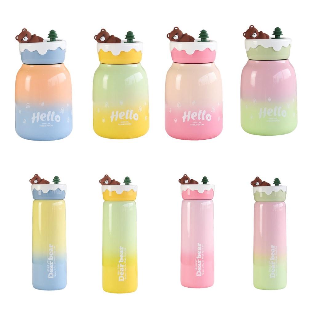 Niedlicher fauler Bär 304 Edelstahl Isolierbecher Große Kapazität Bouncing-Becher mit Strohhalm