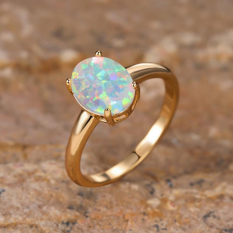 Cushion Cut Square Rainbow White Fire Opal Rings For Women Gold Horse Eye Zircon Charm Leaf Wedding Bands Party Jewelry CZ