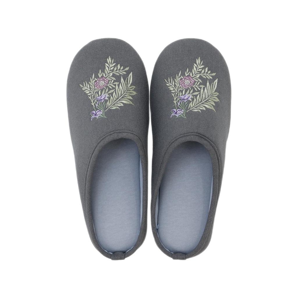 Kawashima Selkon Textiles Morris Design Studio Larkspur GS1702 Slippers, Gray, Medium,