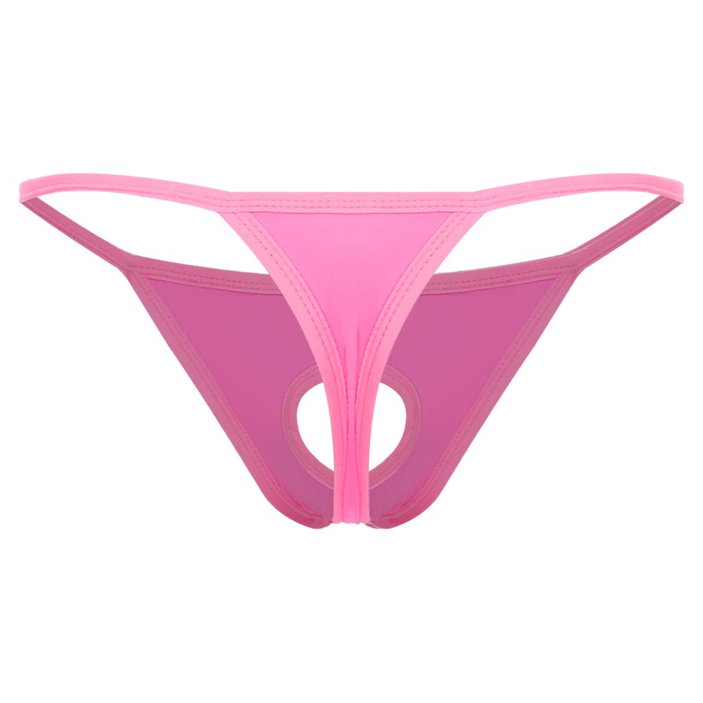 Mens Low Rise Thong Underpants Hollow out Bulge T-back Micro Briefs Underwear