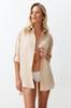 Women's Fashion Shirt Shirt Collar Long Striped Woven 100% Cotton Shirt