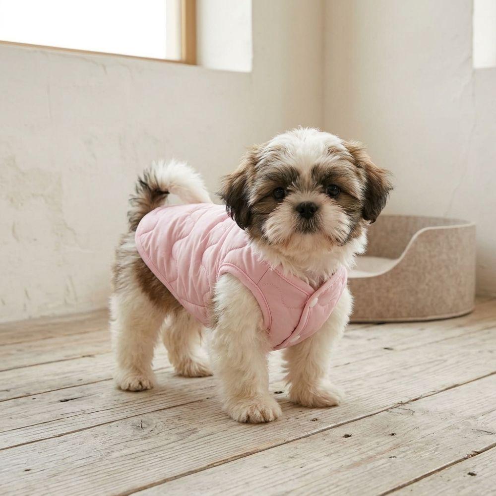 Round Neck Dog Warm Quilted Vest Windproof Puppy Winter Cotton Coat  Cold Weather