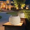 White outdoor solar lamp, openwork design, stylish and simple, high-quality LED, tabletop decorative lamp