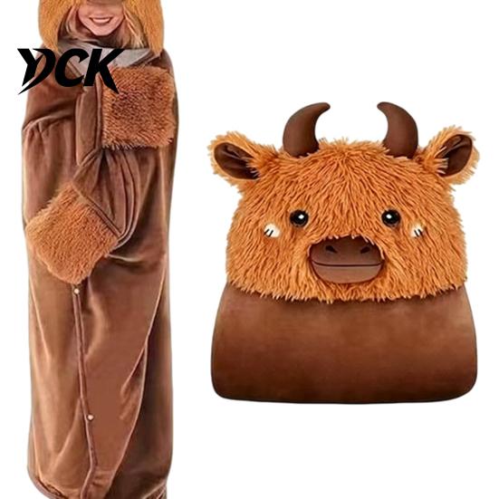 Animal Themed Blanket Wearable Hoodie, Adults Oversized Fleece Sweatshirt Lightweight Warm Sleepwear, Halloween Cosplay Costume Plush Hooded
