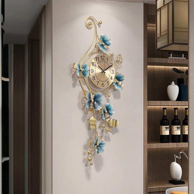 Metal Butterfly Wall Clock Home Fashion Creative Decoration Clock Silent Sweep Seconds Quartz Watch Personality Wall Watchs