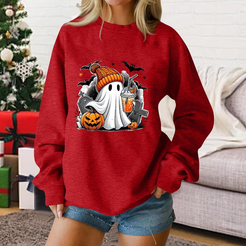 Damen Mode Lässiger Halloween bedruckter Pullover