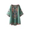 Women's Plus Size T-Shirt Vintage Embroidery Short Sleeve Cotton Linen Blouse Women's Loose Ethnic Style Top