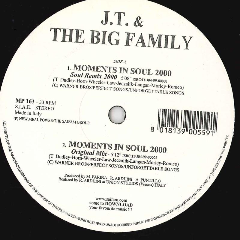 

12inch Record J. T. & BIG FAMILY - Moments In Soul 2000 / Rock The Cro NEW MEAL POWER 1999 Italy Rap & Hip-Hop/R&B Used