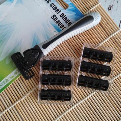 1pcs Men Handle Shaving Razor Replaceable Straight Safety Razor Holder Shave Supplies With 12pcs Metal Men's Shaving Razor Blade