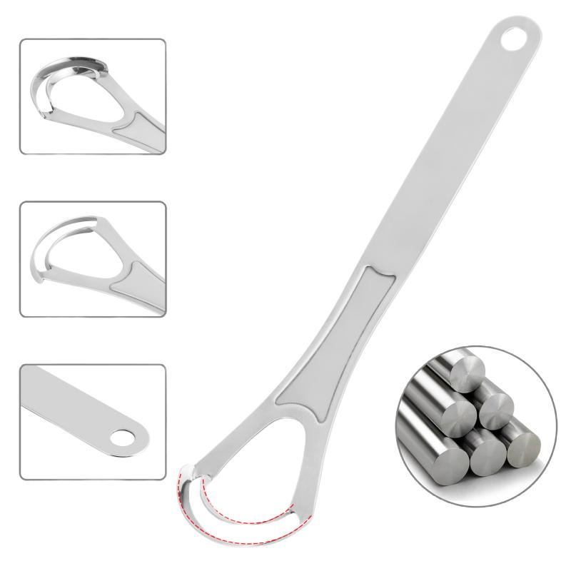 1Pc Double-Layer Tongue Scraper Stainless Steel Tongue Coating Cleaner Reusable Removing Bad Breath Oral Hygiene Care Tools