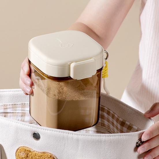 Lata de Leite em Pó com Separador de Colher Design de Vedação Tripla à Prova de Umidade e Luz Tanque Portátil com Alça Recipiente de Armazenamento 400ml 800ml