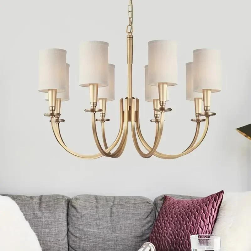 American Rural Ceiling Chandelier Lights Nordic Living Room Copper Pendant Lights Chinese Restaurant Bedroom Kitchen Lighting