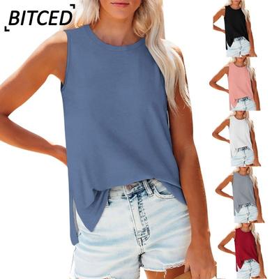 Women's Fashion Casual Solid Color Print Sleeveless +O Neck Blouses & Shirts