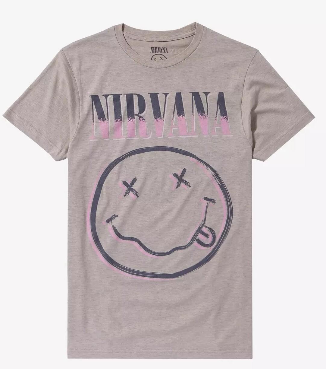 26 Nirvana Logo Heather Oatmeal Boyfriend Fit Girls T-Shirt Unisex T-Shirt M