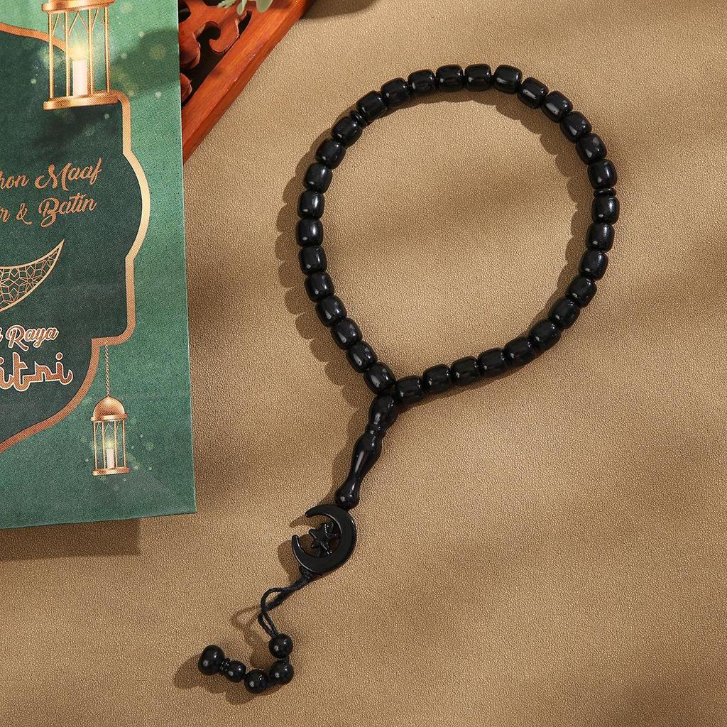 Misbaha 33-Perlen Gebetsarmband - Nahöstliche buddhistische & muslimische Gebetskette mit Stern- und Monddesign