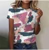 2025 Casual Sports Women's T-shirt Summer New Garden Collar Short Sleeve Geometric Irregular Loose Lightweight Casual