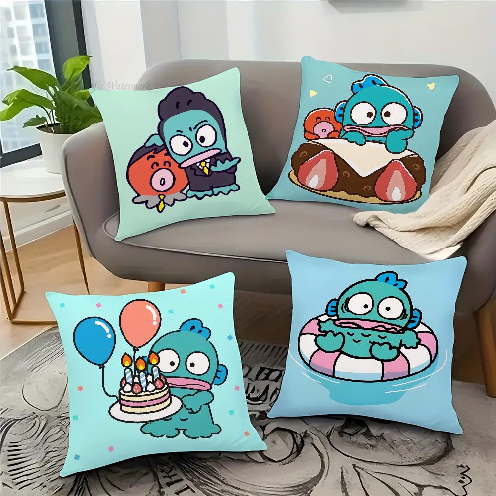 Cartoon Ugly Fish Animation Pillow Case Square Pillow Bedroom Sofa Leisure Comfort Cushion Car Living Room Home Decoration 40X40
