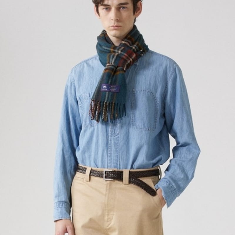 ABRAHAM MOON Merino Wool Muffler 25cm - Oatly Peacock