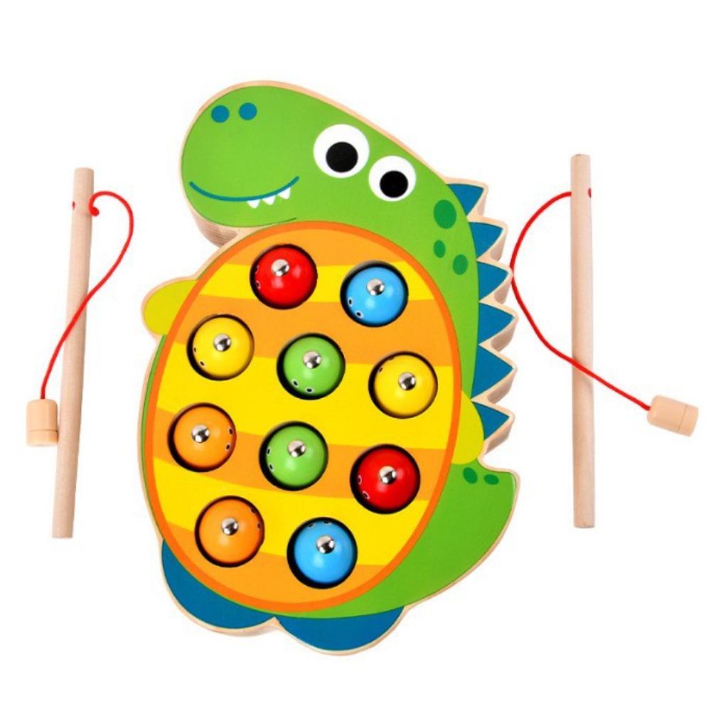 Magnetic Wooden Cartoon Dinosaur Kitten Frog Fishing Table Games Baby Brain Parent-Child Toys
