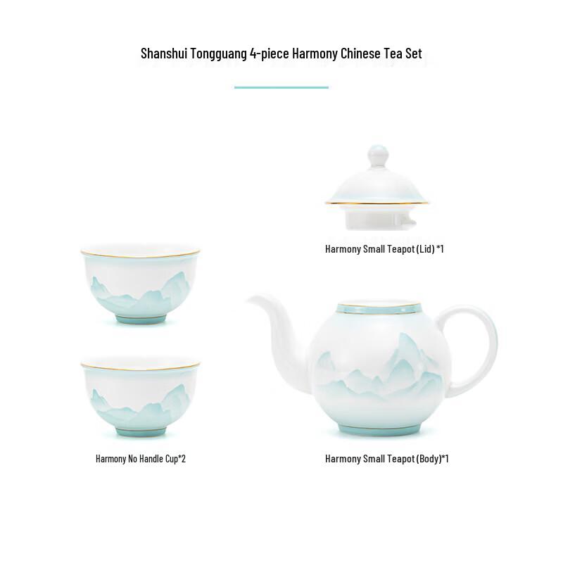 HICYAN Chinese Harmony Landscape Bone China Tea Set