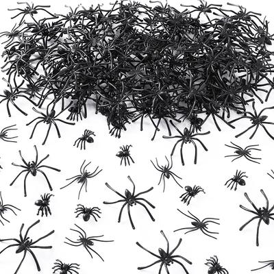50Pcs Halloween Mixed Spider Decoration Black Plastic Spider Haunted House Spider Decoration Simulation Prank Prop